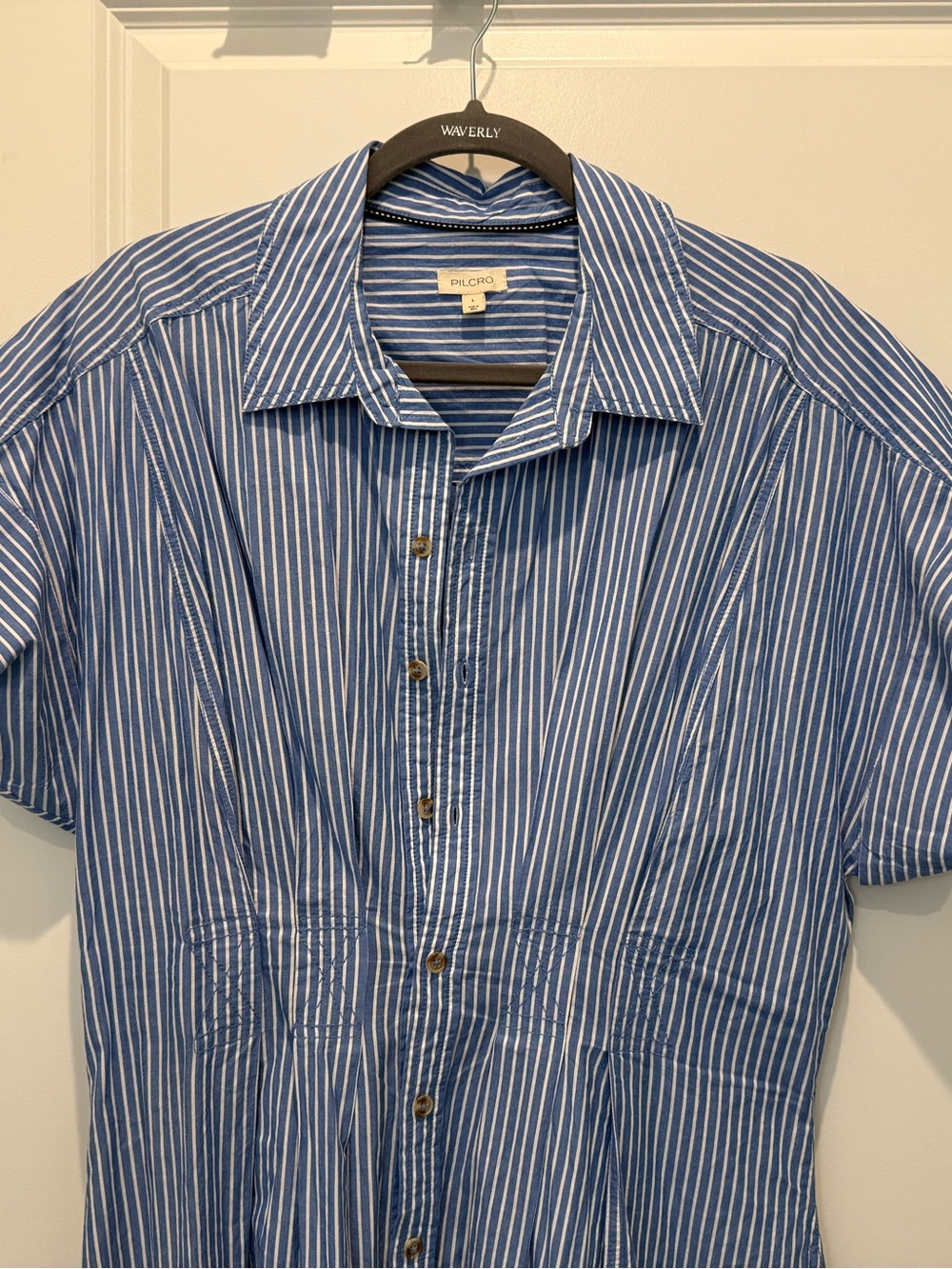 Anthropologie Blue and White Striped Midi Shirt Dress - Picture 4 of 5